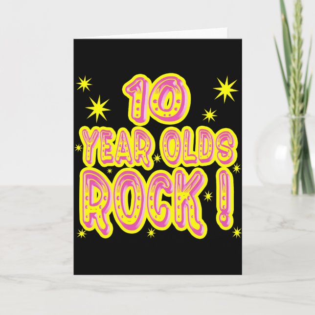 10 år gammal Sten! (Rosa) gratulationskort Kort (Framsida)