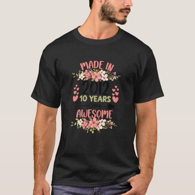 10 år gammal tionde födelsedagen född 2012 t shirt (Framsida)