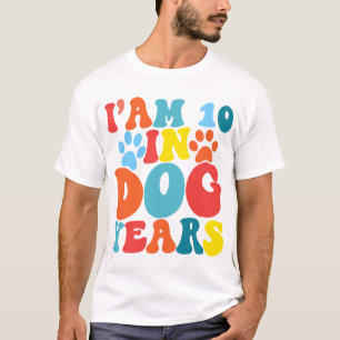 10 år i Hund 70 födelsedag Groovy Hund älskare T Shirt
