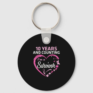 10 år och räknar en bröstcanceröverlevare nyckelring