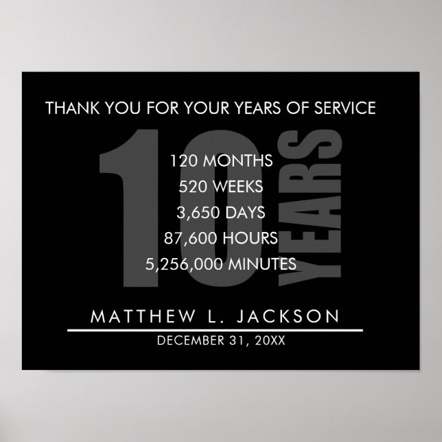 10 år Pension eller medarbetarbedömningsgåva Poster (Framsidan)