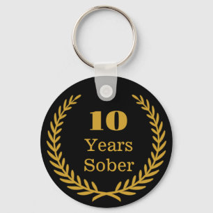 10 år Sober, Personalizable Sobriety Keepsak Nyckelring
