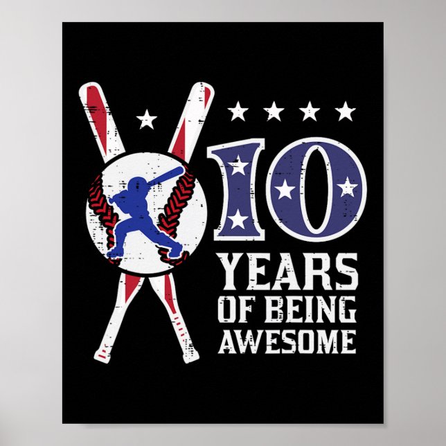 10 år som är fantastiska Bysebyll Flagga 10-årsdag Poster (Framsidan)