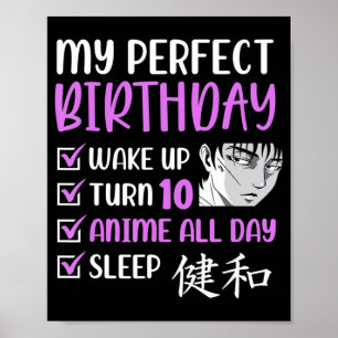 10-årig Anime Födelsedagsfest 10th Boy Girl 10 Poster