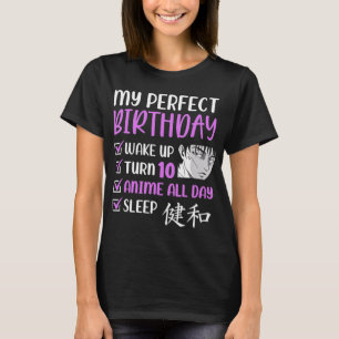 10-årig Anime Födelsedagsfest 10th Boy Girl 10 T Shirt