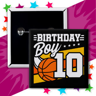 10-årig basketboll Party 10:e födelsedagspojken Knapp
