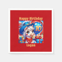 10-årig cowboyponi i lycklig pappersservett