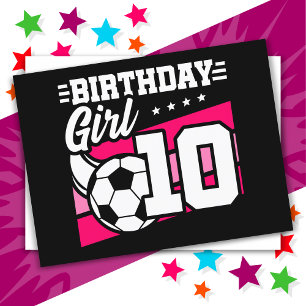 10-årig fotboll 10-års födelsedag flicka vykort