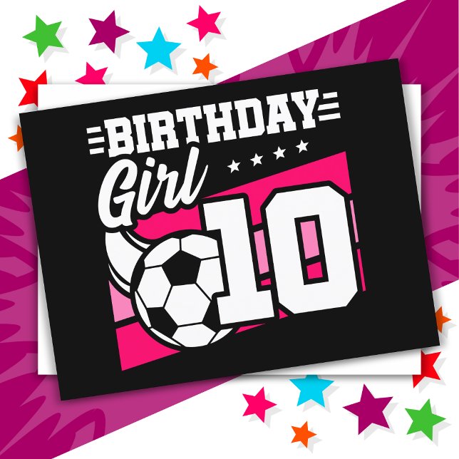 10-årig fotboll 10-års födelsedag flicka vykort (Skapare uppladdad)