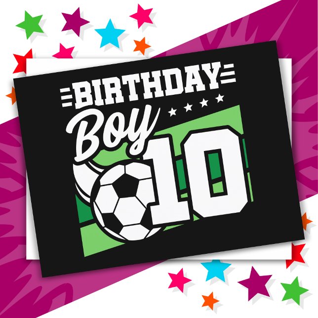 10-årig fotbollskille 10-års födelsedag pojke vykort (Skapare uppladdad)