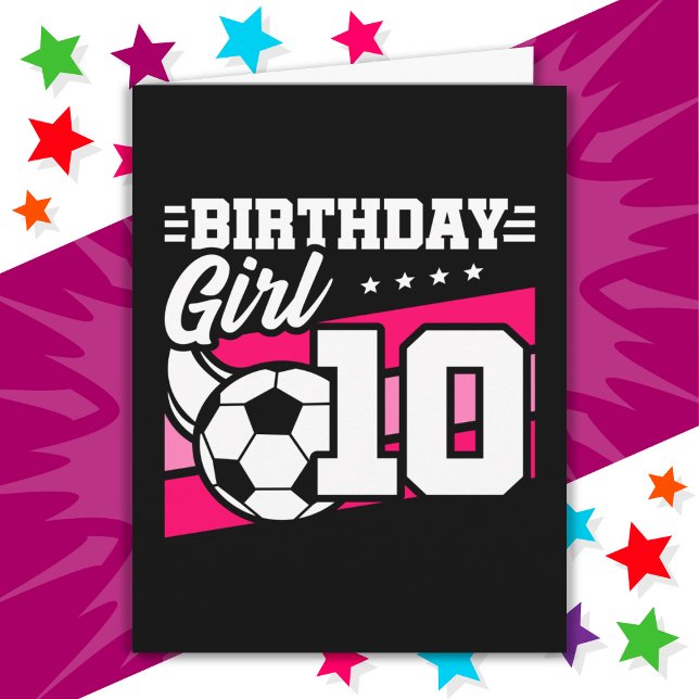 10-årig fotbollsmatch 10:e födelsedagsflicka kort (Skapare uppladdad)