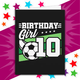 10-årig fotbollsmatch 10:e födelsedagsflicka kort
