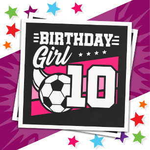 10-årig fotbollsmatch 10:e födelsedagsflicka pappersservett