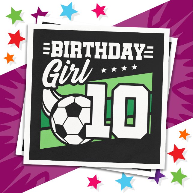 10-årig fotbollsmatch 10:e födelsedagsflicka pappersservett (Skapare uppladdad)