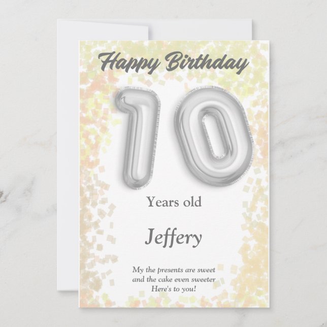 10-årig Grattis på födelsedagen-kort (Framsida)