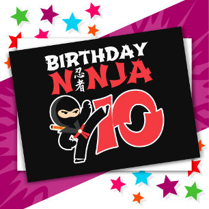 10 Årig Karate Ninja Fest För Barn 10-årsdag Vykort