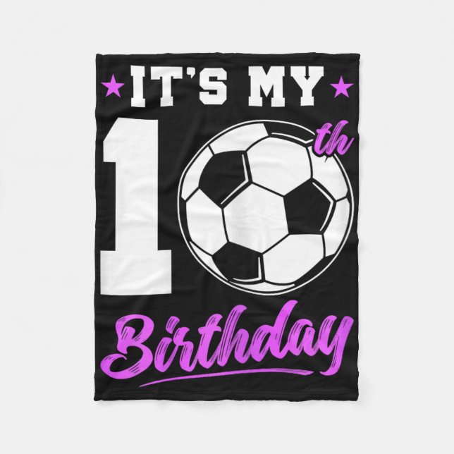 10-årig tjej 10-årspresent fotboll födelsedagspres fleecefilt (Framsidan)