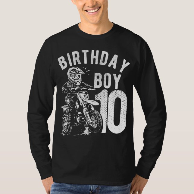 10-årig unge - Birthday boy - Dirt Cykla - Moto T Shirt (Framsida)