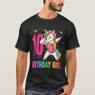 10-årig Unicorn Dabbing 10th Birthday Girl Uni T Shirt