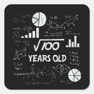 10-åriga Bday Geeky Math 10-årsgåva Fyrkantigt Klistermärke