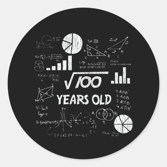 10-åriga Bday Geeky Math 10-årsgåva Runt Klistermärke (Framsida)