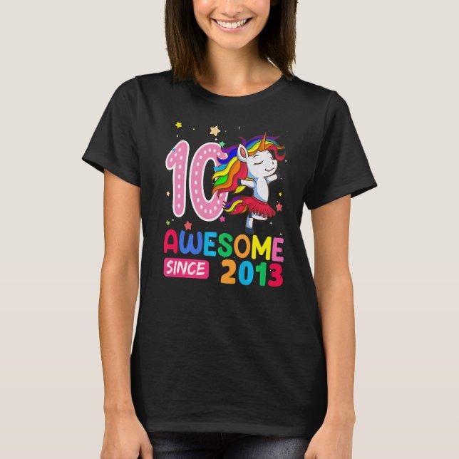 10-åriga flickor Tonåring Unicorn 10:e födelsedage T Shirt (Framsida)