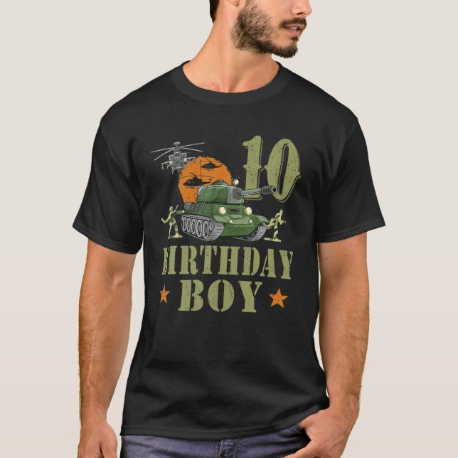 10-åriga födelsedagsarmén Party 10:e födelsedagen T Shirt (Framsida)