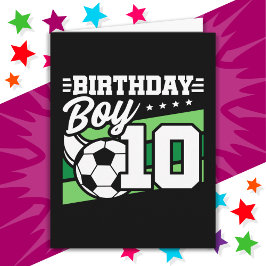 10-åriga fotbollsbarn i fotboll 10:e födelsedagspo kort