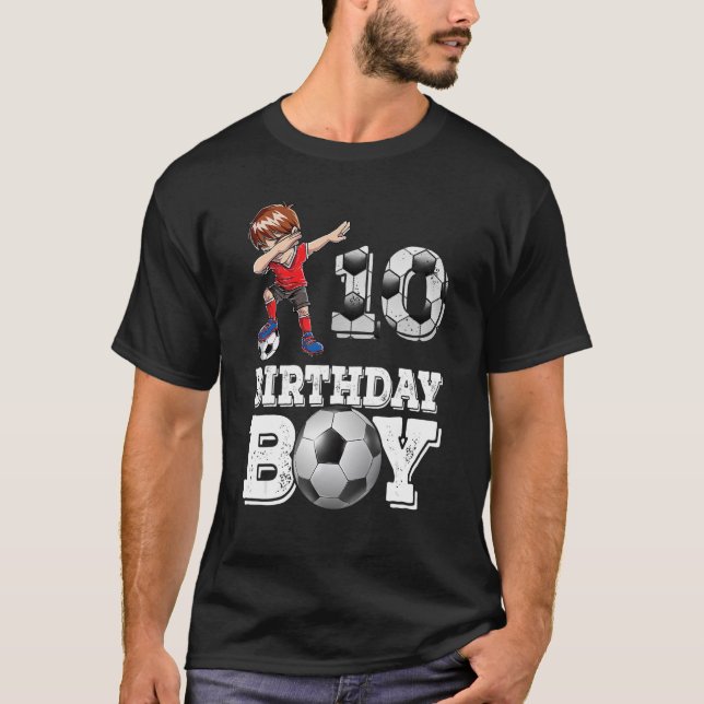 10-åriga Gåvor Dabbing Boy Player 10th b T Shirt (Framsida)