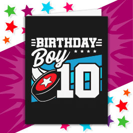 10-åriga Hockey Party Theme 10:e födelsedagspojken Kort