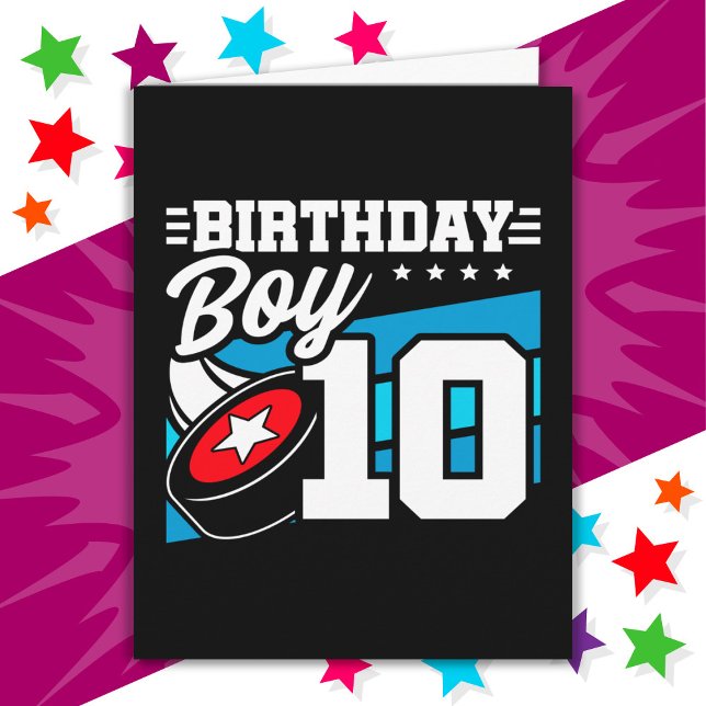 10-åriga Hockey Party Theme 10:e födelsedagspojken Kort (Skapare uppladdad)