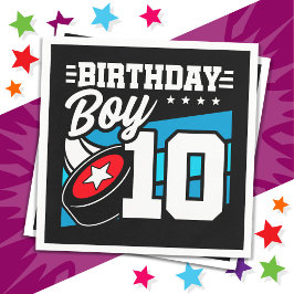 10-åriga Hockey Party Theme 10:e födelsedagspojken Pappersservett