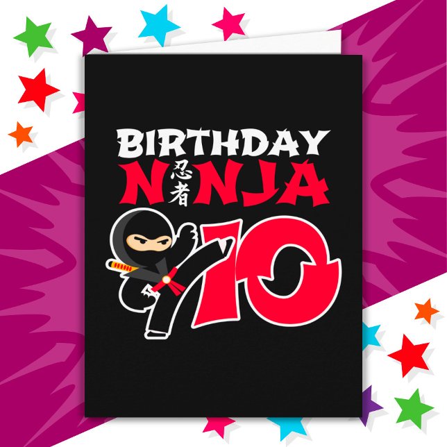 10-åriga Karate Ninja Party Kids 10:e födelsedagen Kort (Skapare uppladdad)