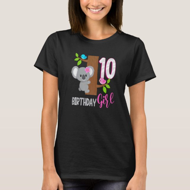 10-åriga Koala-födelsedagen Koalafied Girl 10:e bi T Shirt (Framsida)