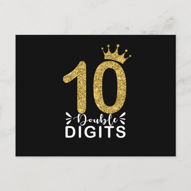 10-åriga presenter dubbla siffror flickor krona vykort (Framsida)