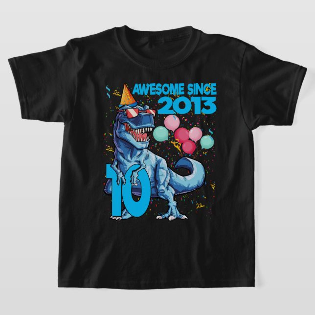 10 års ålder Dinosaur Boy Party 2013 T Shirt (Laydown)