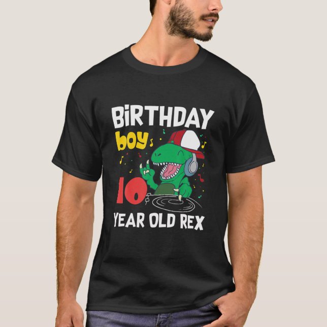 10 års ålder Dinosaur Rex 10:e födelsedag T Shirt (Framsida)