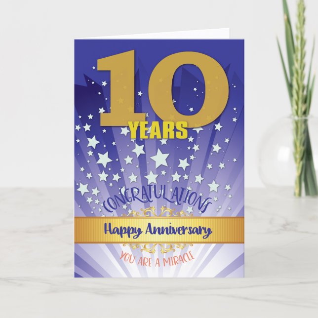 10 års återställningsårsdag, fet siffra kort (Framsida)