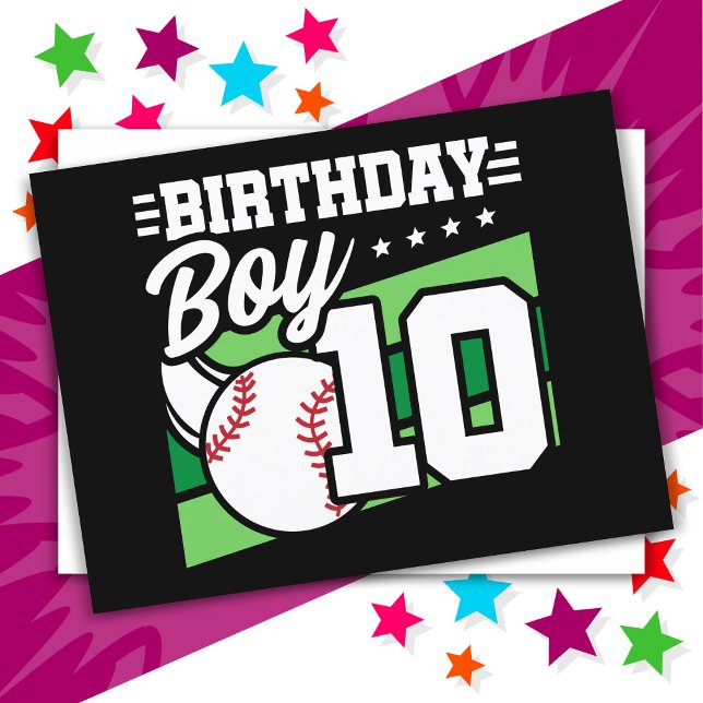 10-års baseboll fest tema 10-års födelsedag pojke vykort (Skapare uppladdad)