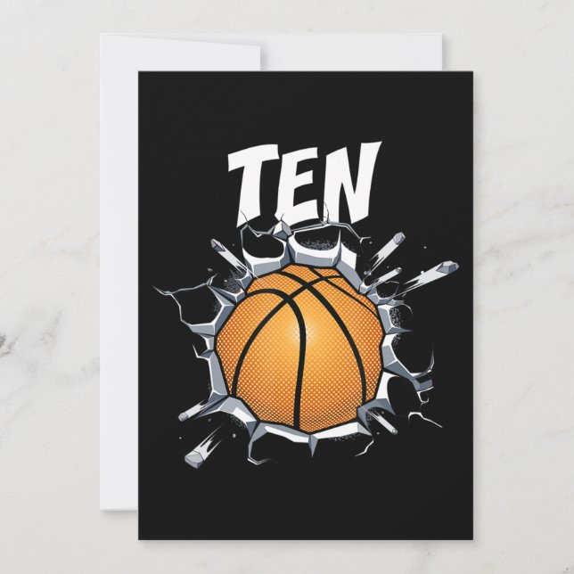 10-års basket födelsedagsfest 10:e pojke inbjudningar (Framsida)