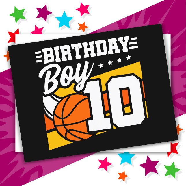 10-års basketfest för 10-årig pojke vykort (Skapare uppladdad)