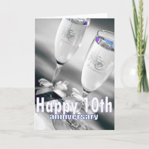 10-års bröllopsdag champagnefirande kort