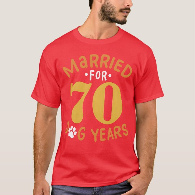 10 års bröllopsdag Gift i 70 hundår  T Shirt (Framsida)