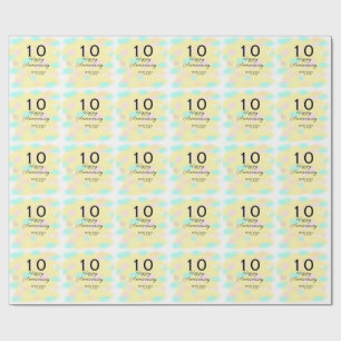 10 års bröllopsdag gul pastell namn retro bo presentpapper