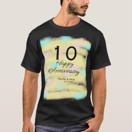 10 års bröllopsdag gul pastell namn retro bo t shirt