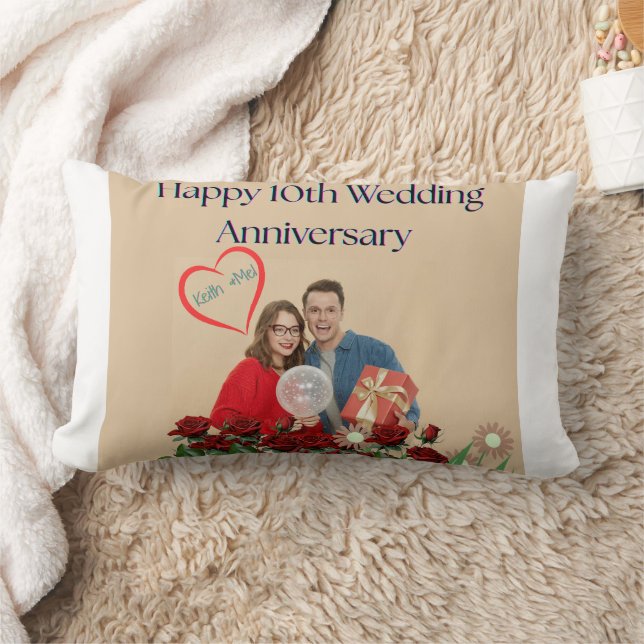 10-års bröllopsdag lumbarkudde (Filt)