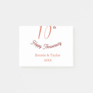 10-års bröllopsdag peach pastel namn retro b post-it block