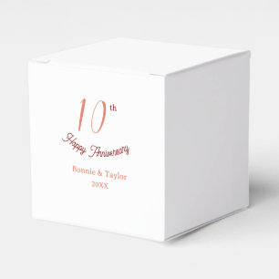 10-års bröllopsdag peach pastel namn retro b presentaskar