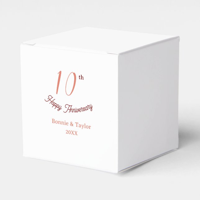 10-års bröllopsdag peach pastel namn retro b presentaskar (Framsidan Sidan)