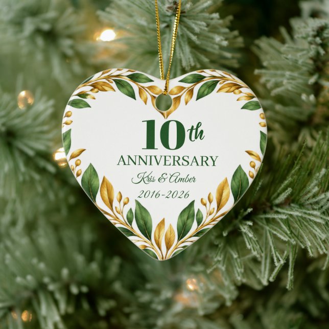 10-års bröllopsdag present |  julgransprydnad keramik (Träd)
